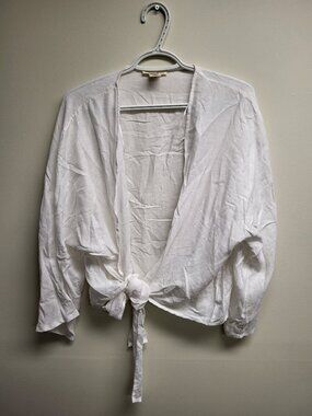 Christian Siriano New York White Tie Front Blouse One Size White Top